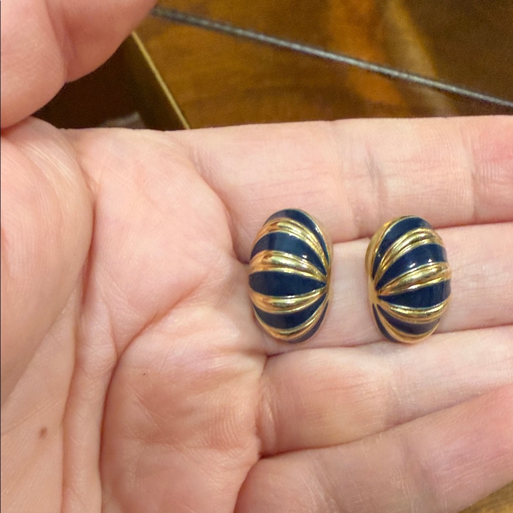 Joan Rivers Gold and Navy Earrings